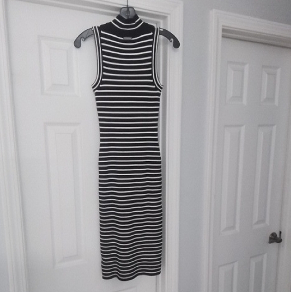 Michael Kors Black and White Striped Midi Dress - Picture 2 of 6